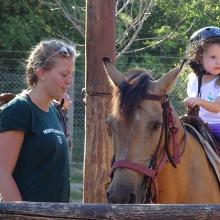 Volunteer with kid